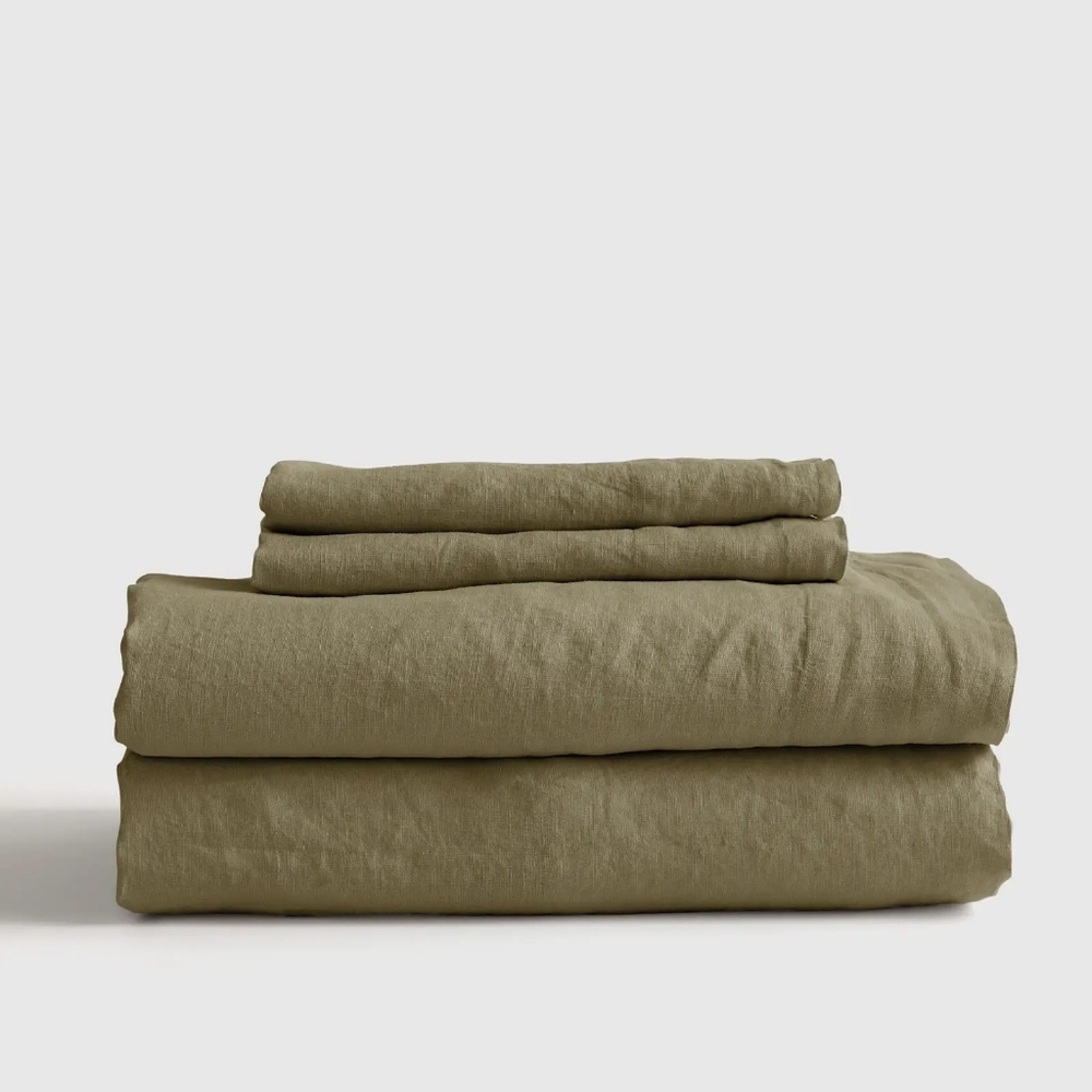 Quince Queen European Linen Sheet Set - Picture 2 of 6